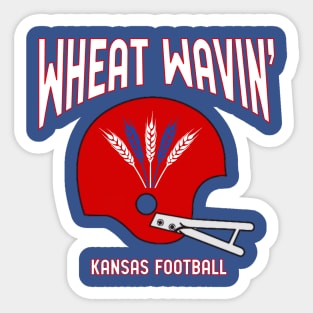 Wheat Wavin KU Football Blue Sticker